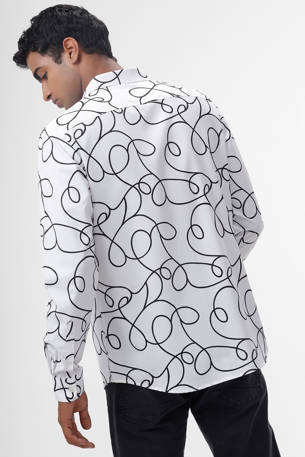 SLIM FIT POLYESTER PRINTED SHIRT