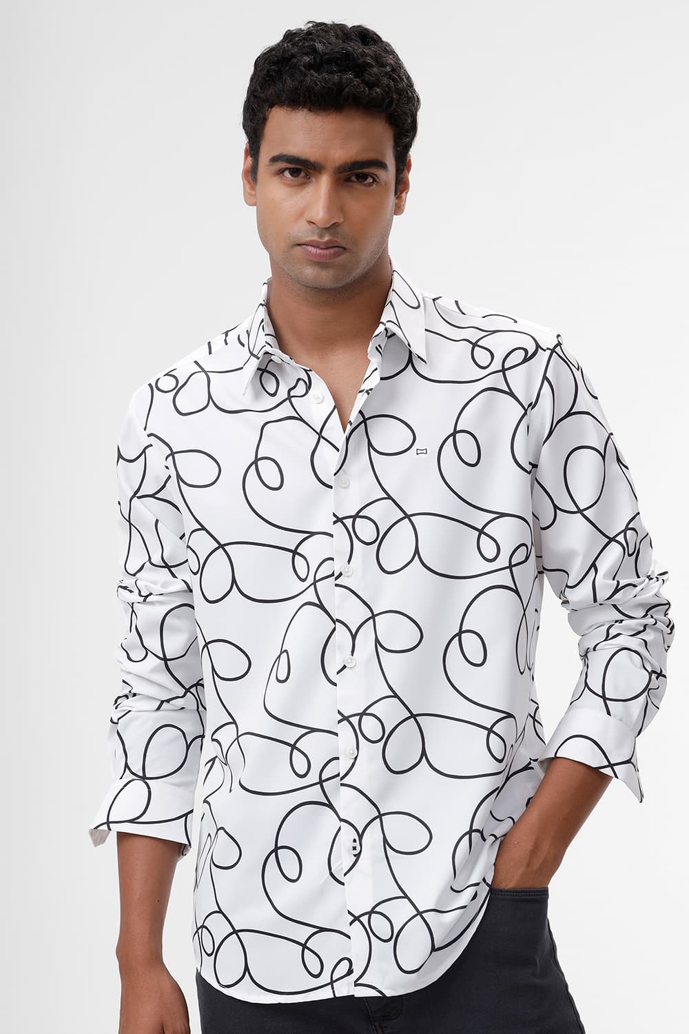 SLIM FIT POLYESTER PRINTED SHIRT
