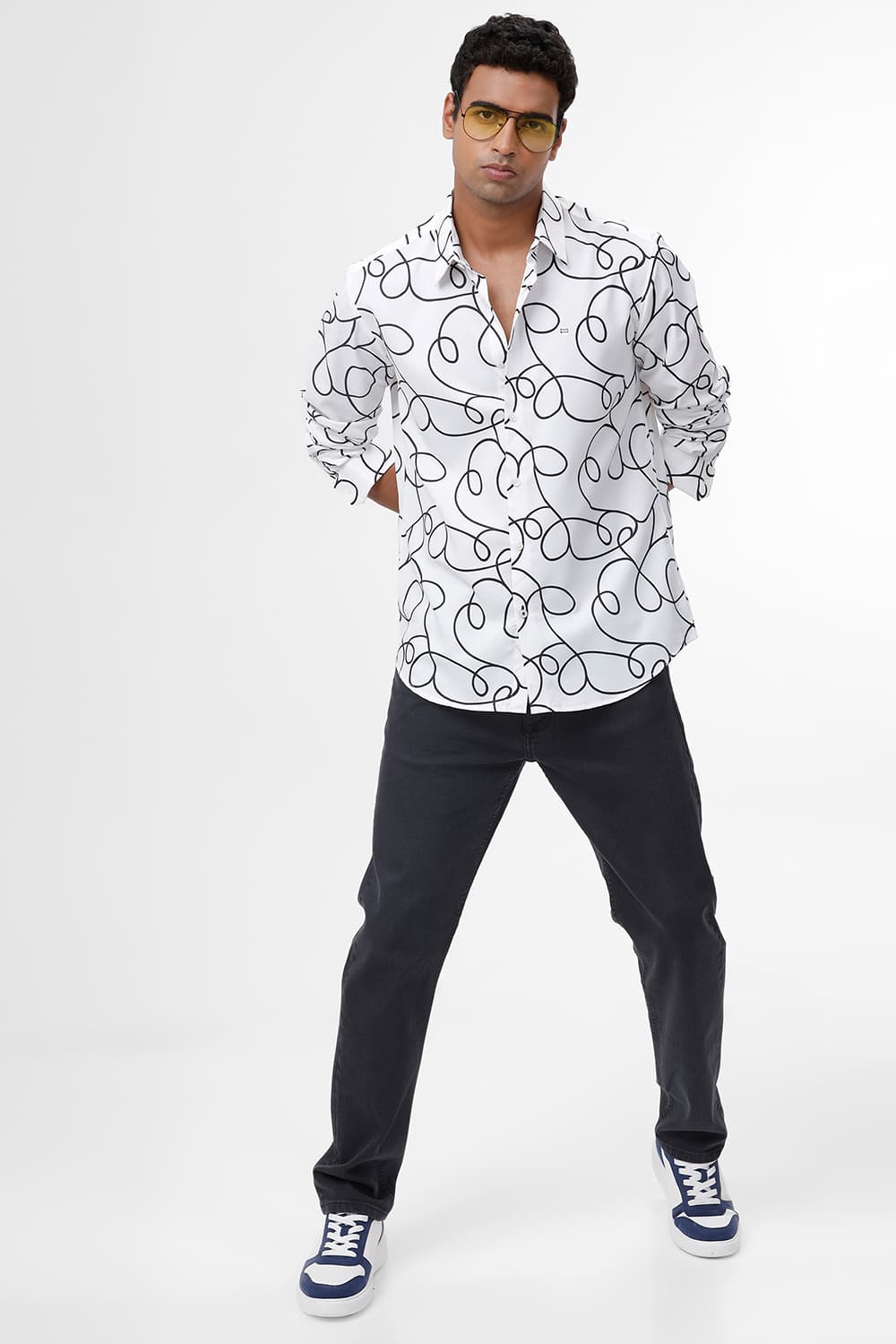 SLIM FIT POLYESTER PRINTED SHIRT