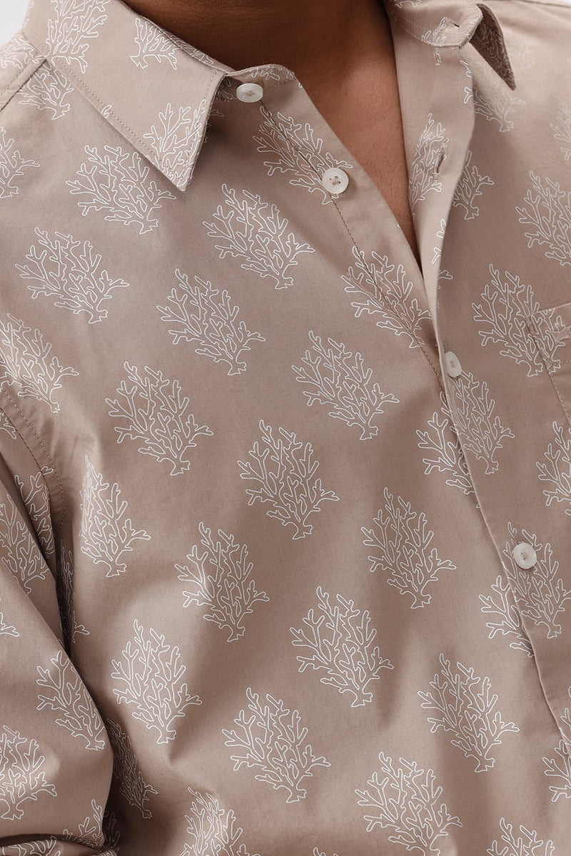 SLIM FIT COTTON POPLIN PRINTED SHIRT