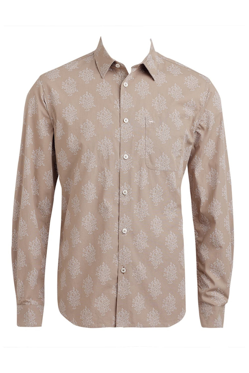 SLIM FIT COTTON POPLIN PRINTED SHIRT