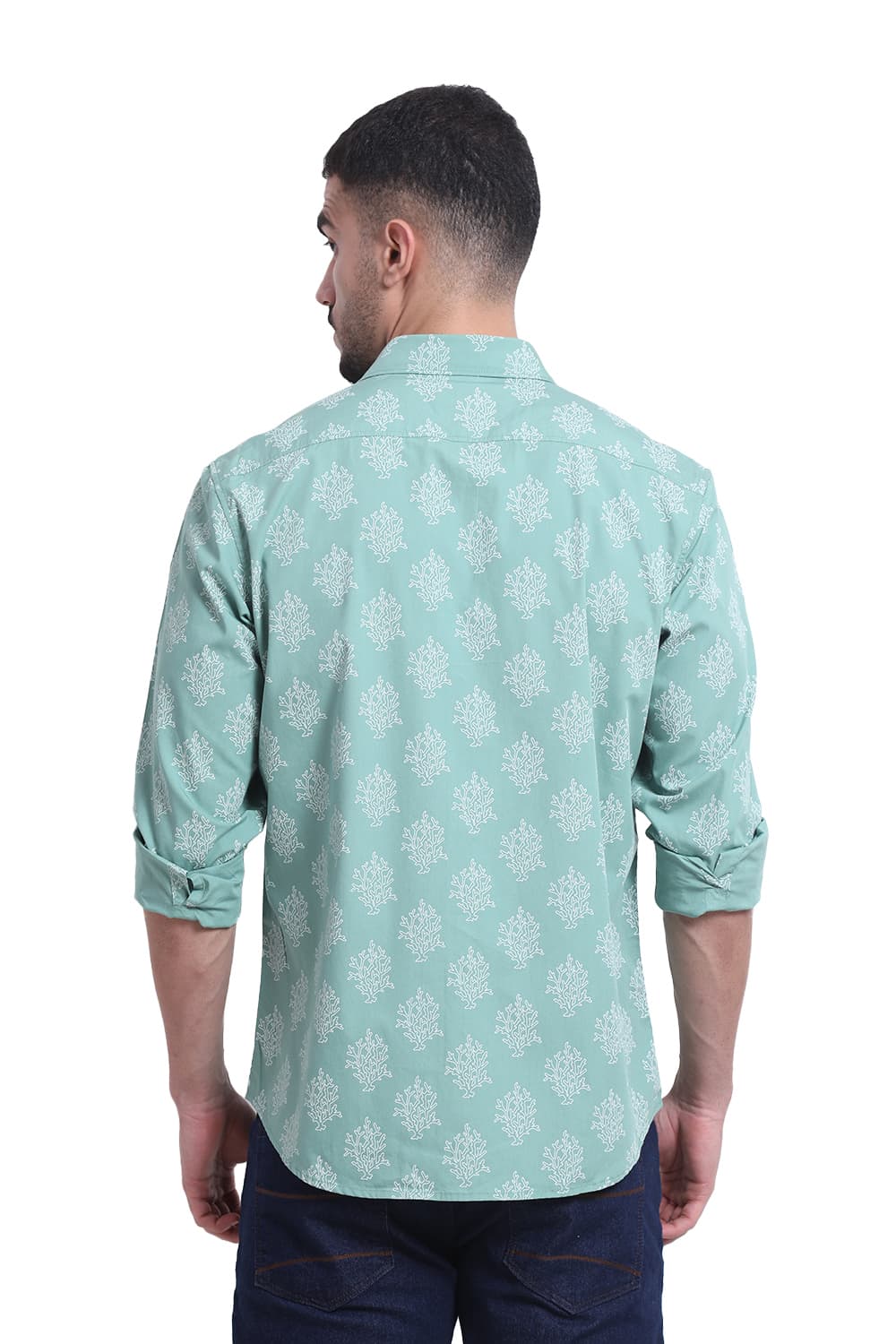 SLIM FIT COTTON POPLIN PRINTED SHIRT