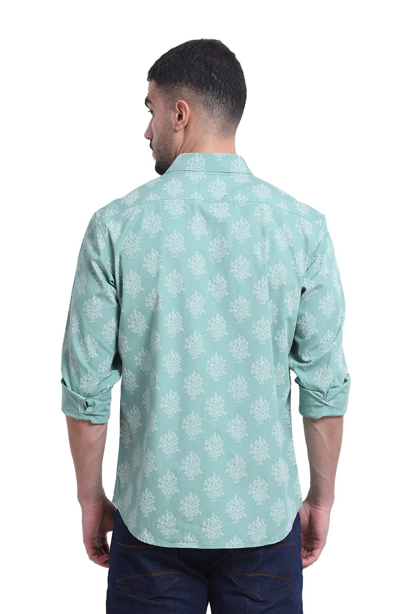 SLIM FIT COTTON POPLIN PRINTED SHIRT