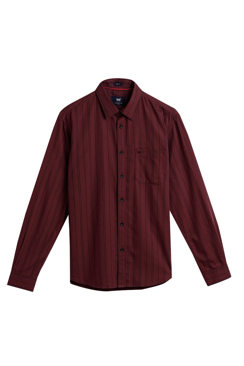 SLIM FIT COTTON TWILL STRIPE SHIRT