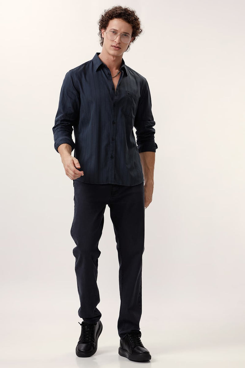 Slim Fit Cotton Twill Stripe Shirt