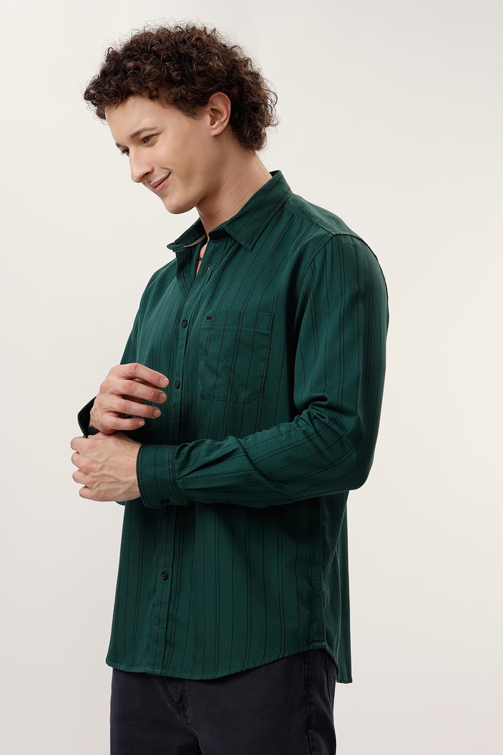 SLIM FIT COTTON TWILL STRIPE SHIRT