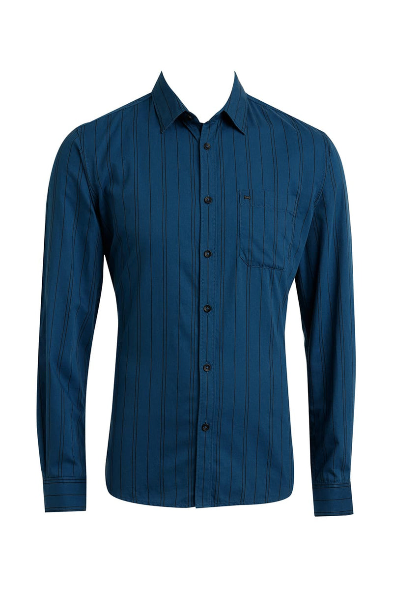 SLIM FIT COTTON TWILL STRIPE SHIRT