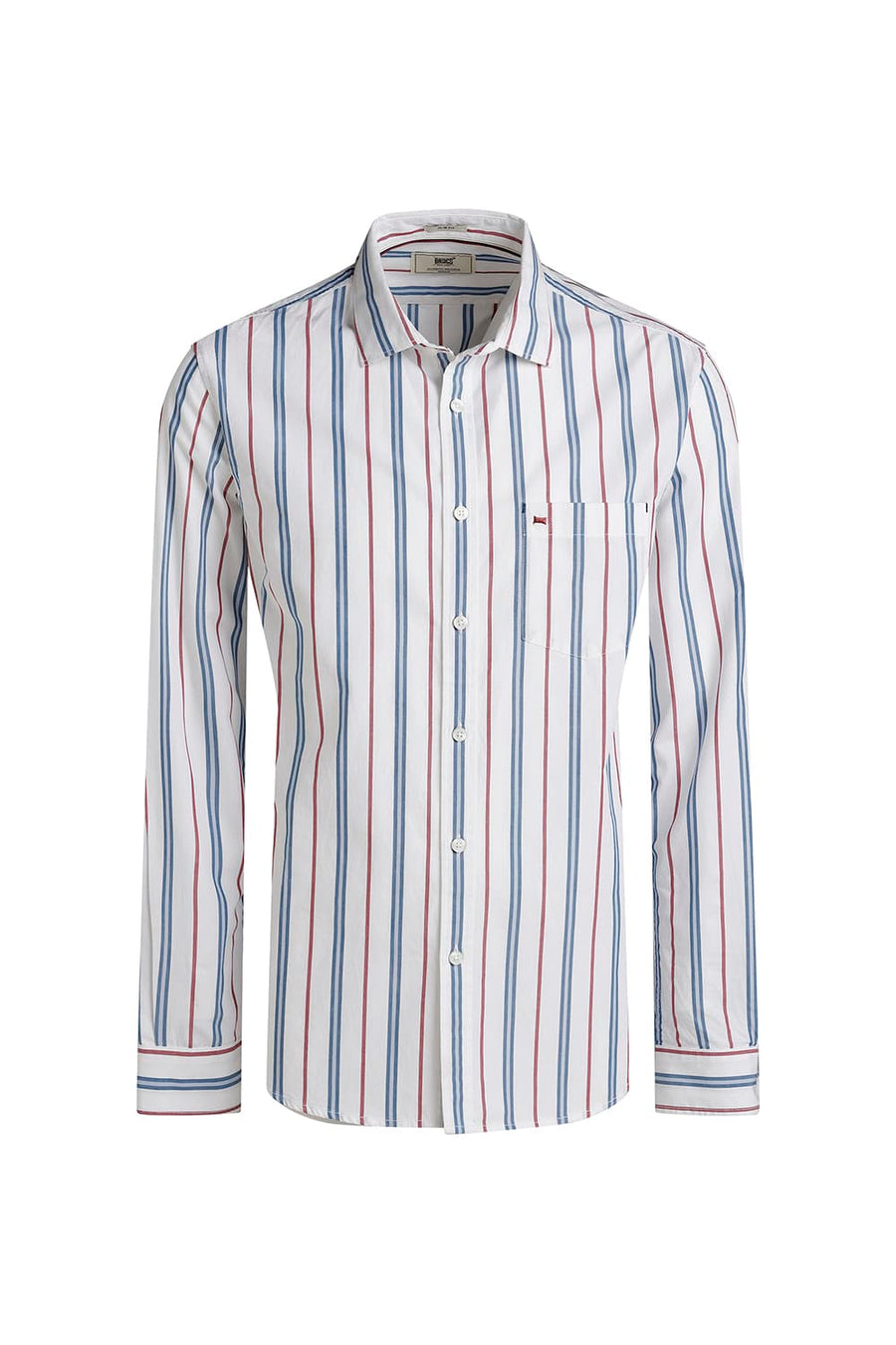 BASICS SLIM FIT NEBULAS BLUE COTTON STRIPE SHIRT