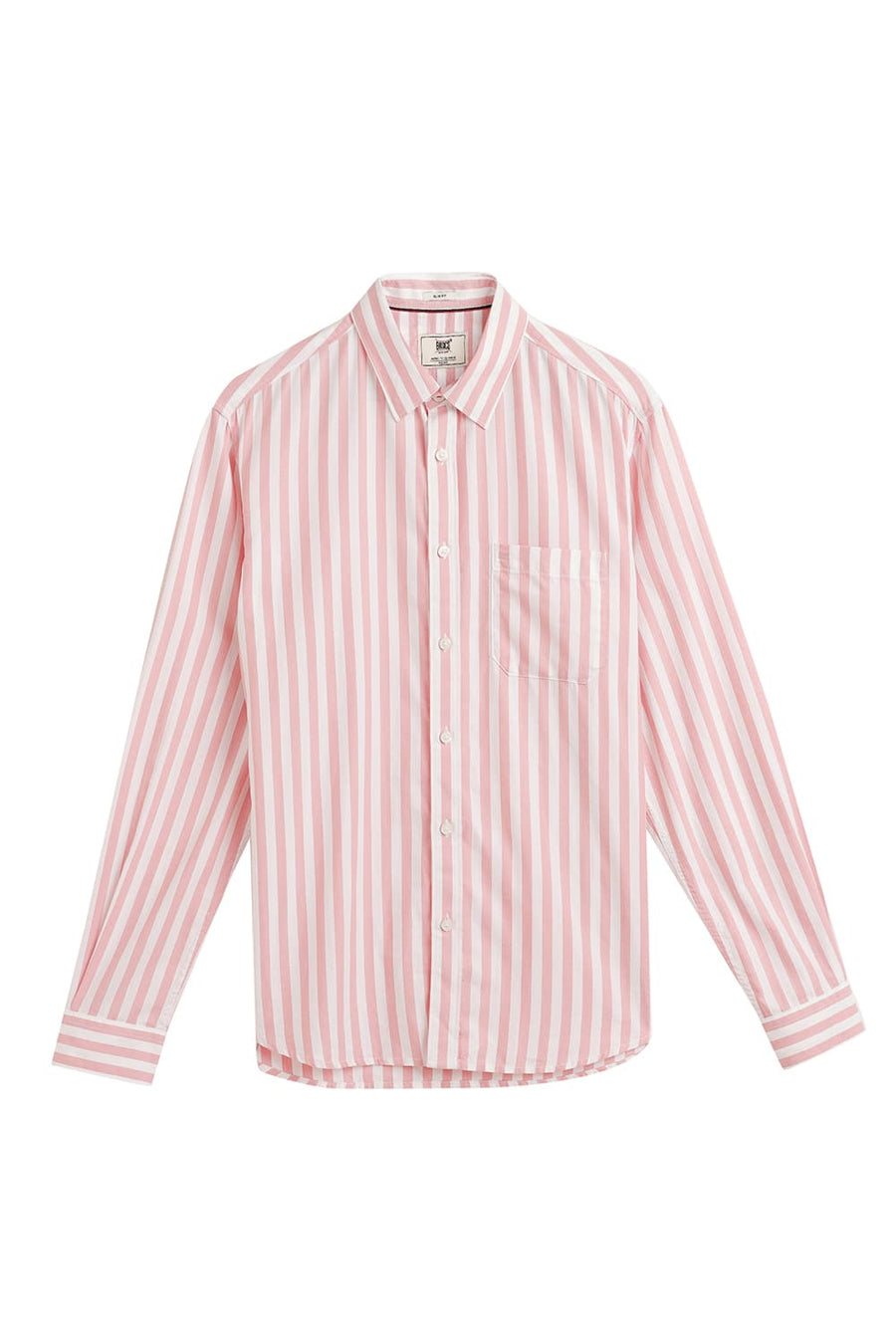 BASICS SLIM FIT PEONY PINK COTTON HERRINGBONE TWILL STRIPE SHIRT