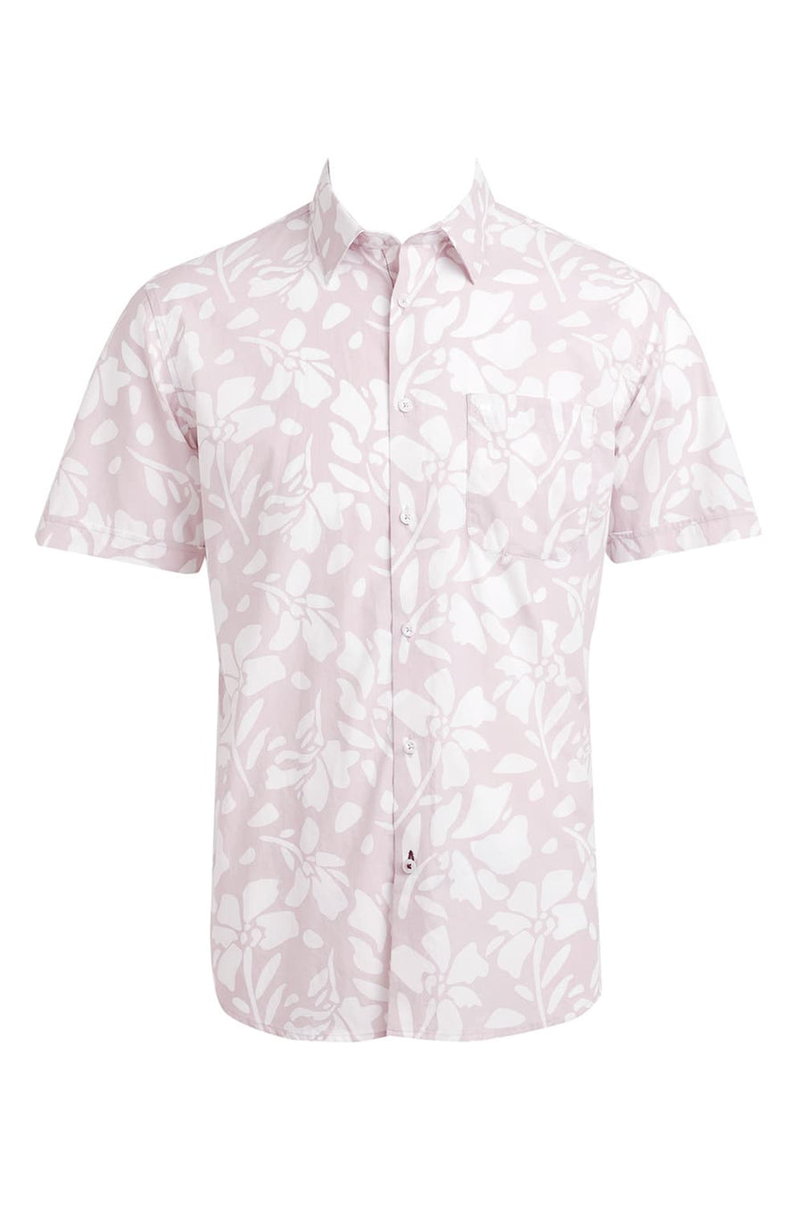 BASICS SLIM FIT SMOKE PINK COTTON POPLIN PRINTED HALFSLEEVES SHIRT