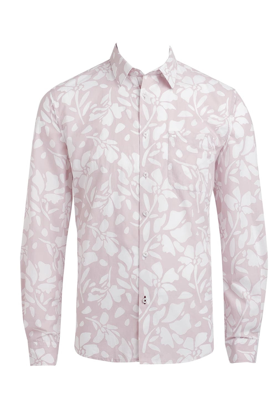 BASICS SLIM FIT SMOKE PINK COTTON POPLIN PRINTED SHIRT