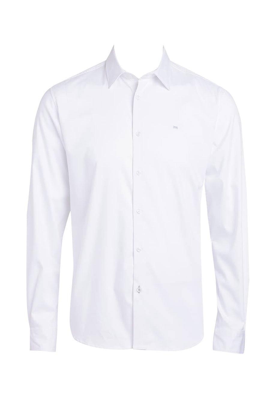 BASICS SLIM FIT LUCENT WHITE BAMBOO POLYESTER STRETCH SHIRT