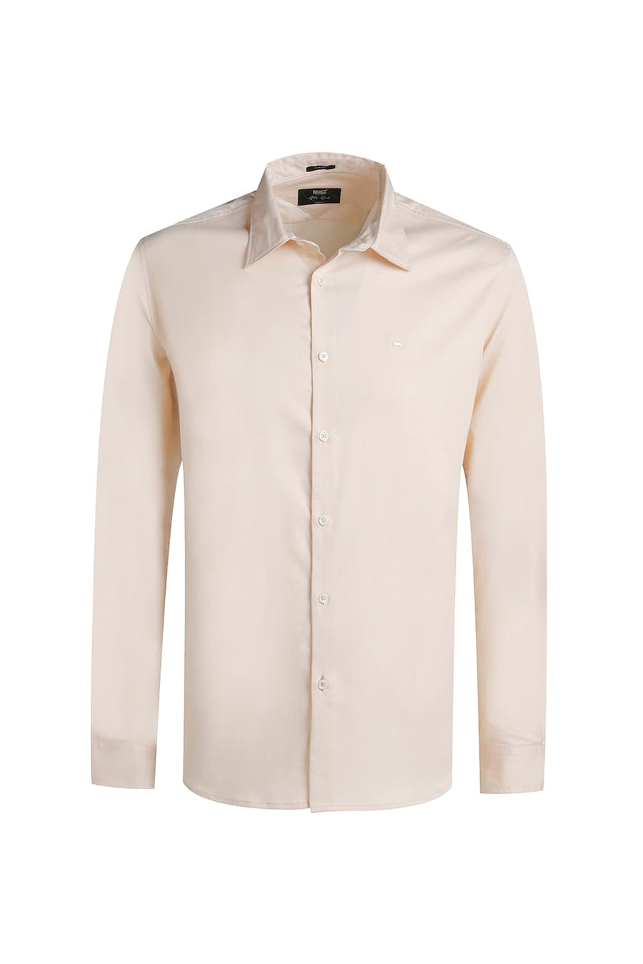 BASICS SLIM FIT BEIGE SHORT BREAD BAMBOO POLYESTER STRETCH SHIRT