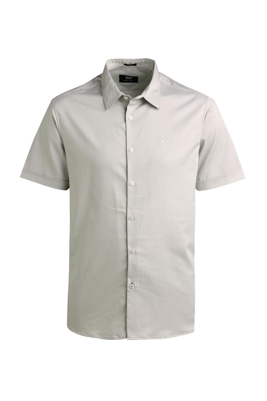 BASICS SLIM FIT MOONSTRUCK GREY BAMBOO POLYESTER STRETCH HALFSLEEVES SHIRT