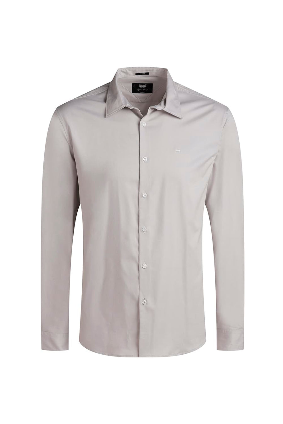 BASICS SLIM FIT MOONSTRUCK GREY BAMBOO POLYESTER STRETCH SHIRT