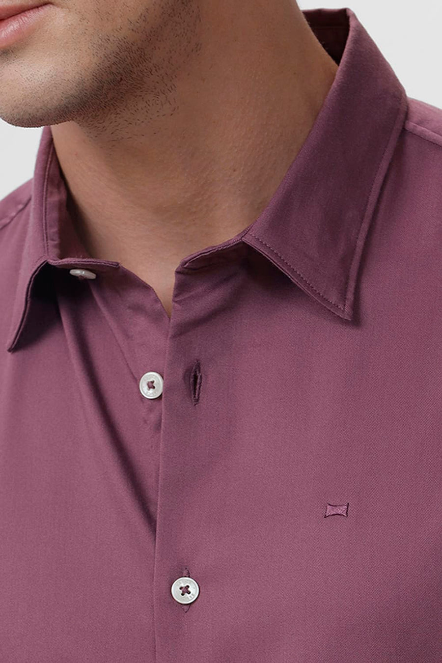 BASICS SLIM FIT PURPLE GRAPE BAMBOO POLYESTER STRETCH SHIRT