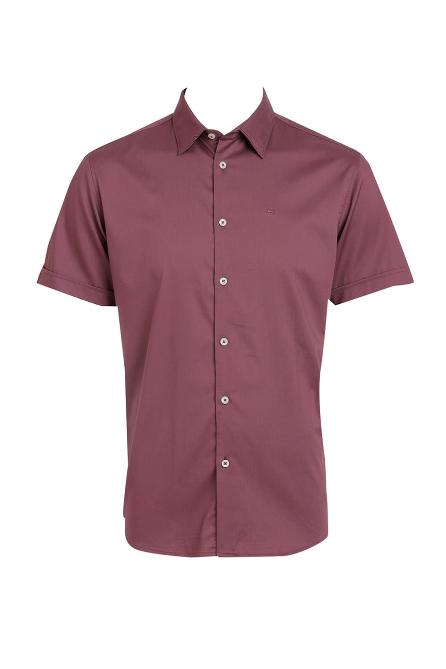 BASICS SLIM FIT PURPLE GRAPE BAMBOO POLYESTER STRETCH HALFSLEEVES SHIRT