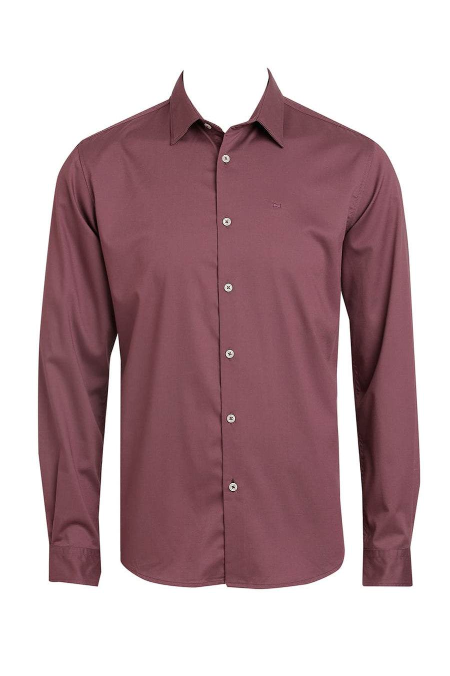 BASICS SLIM FIT PURPLE GRAPE BAMBOO POLYESTER STRETCH SHIRT