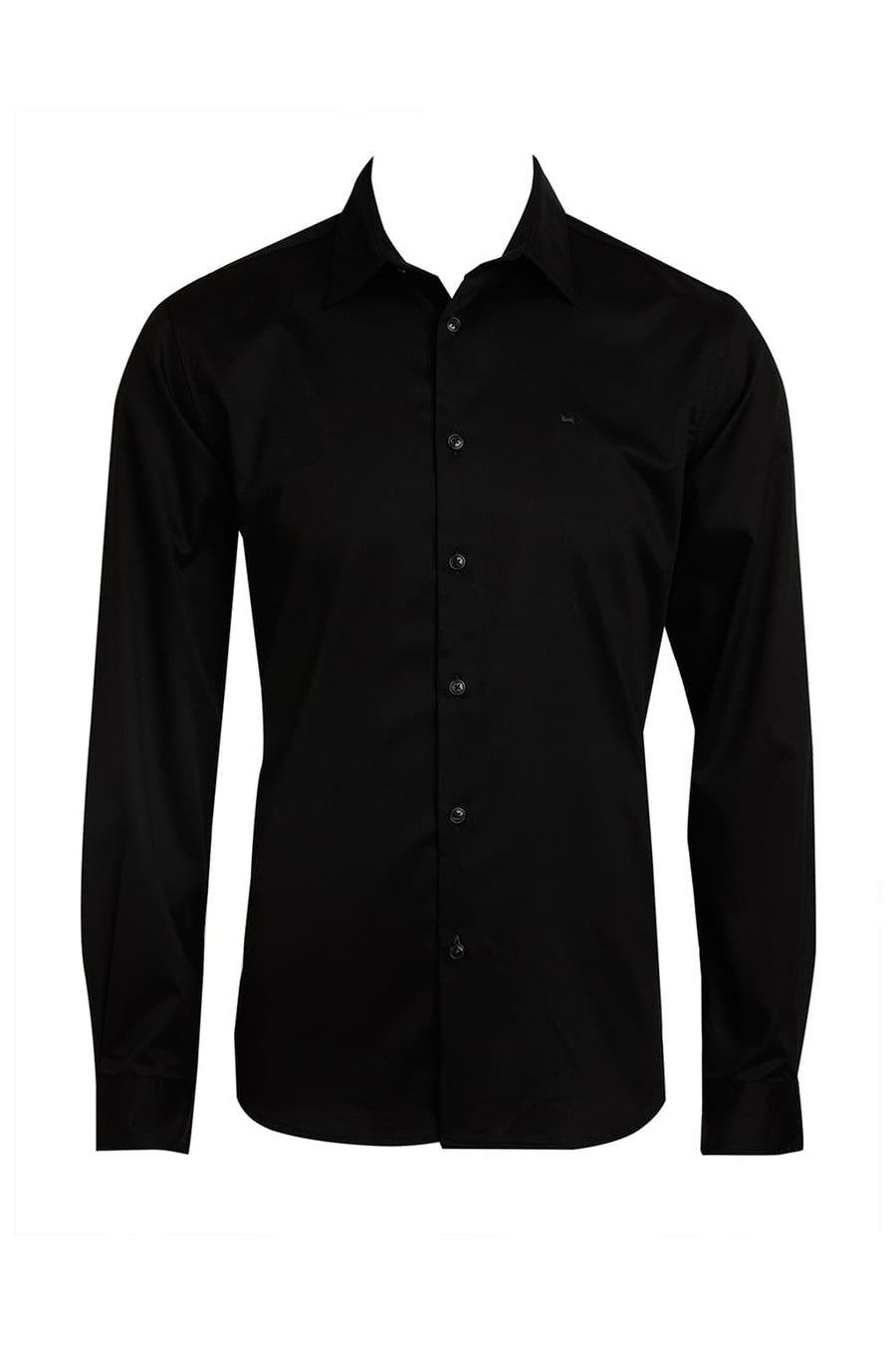 BASICS SLIM FIT BRISTOL BLACK BAMBOO POLYESTER STRETCH SHIRT