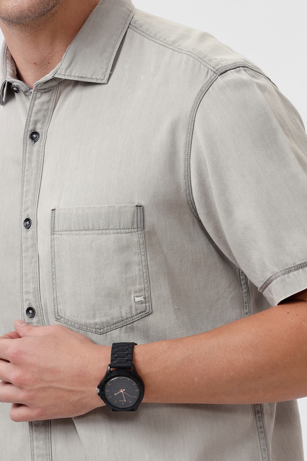 SLIM FIT COTTON SULPHUR HALFSLEEVES SHIRT