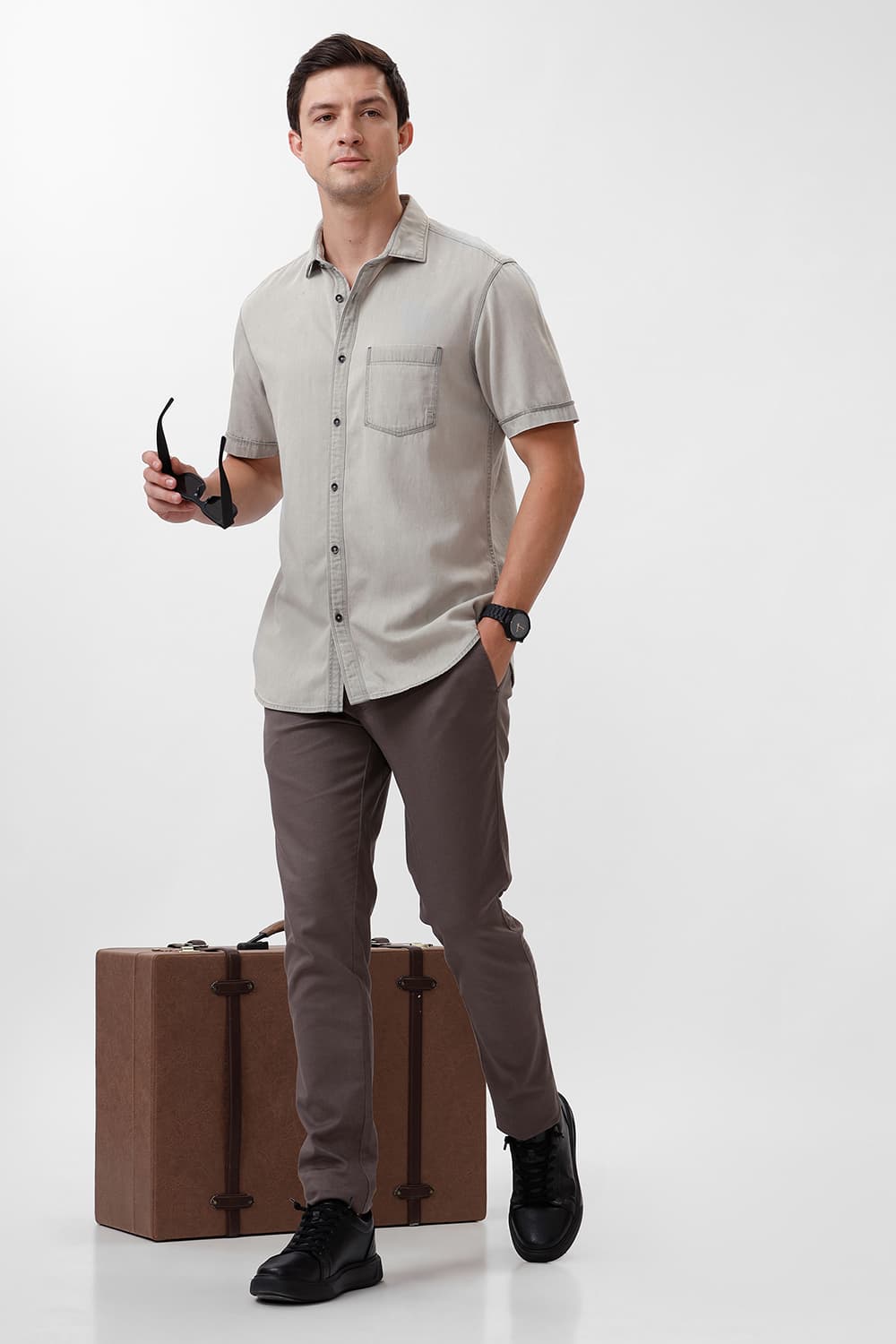 SLIM FIT COTTON SULPHUR HALFSLEEVES SHIRT
