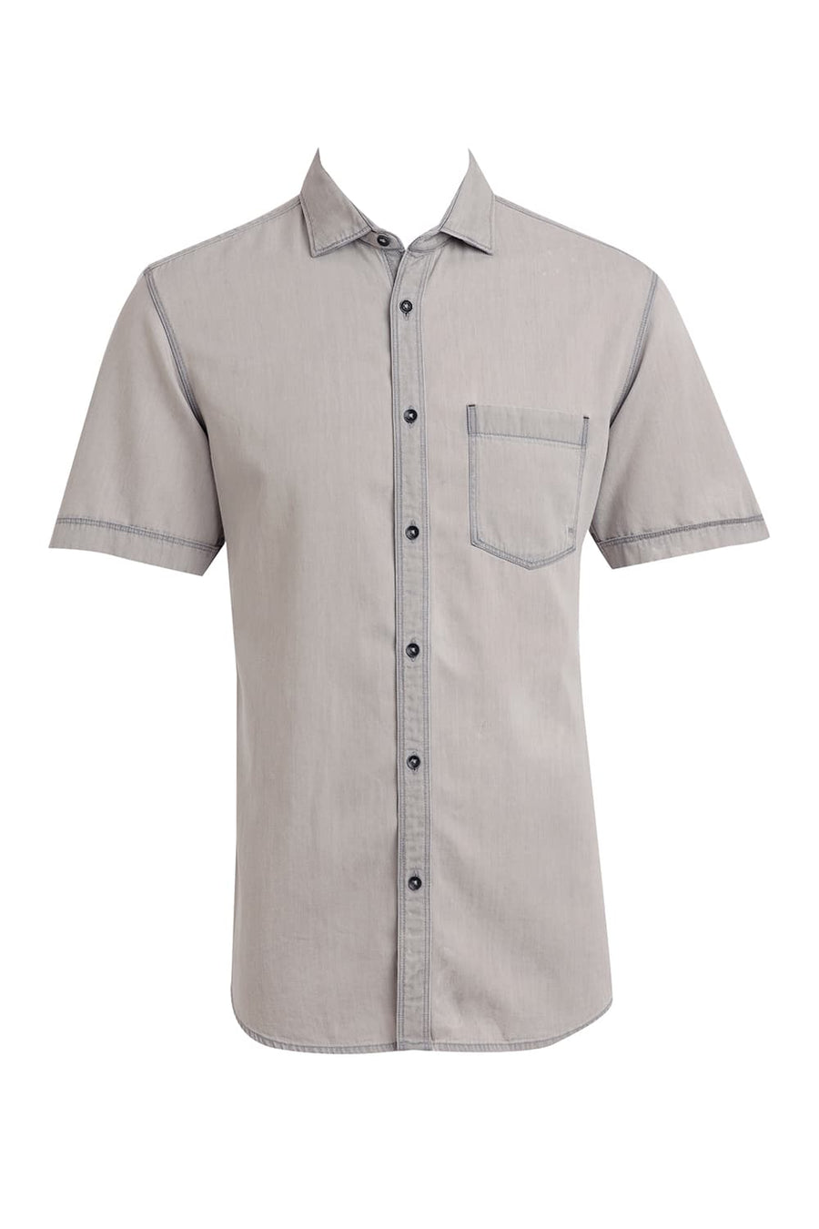 BASICS SLIM FIT BLACK ICE COTTON SULPHUR HALFSLEEVES SHIRT