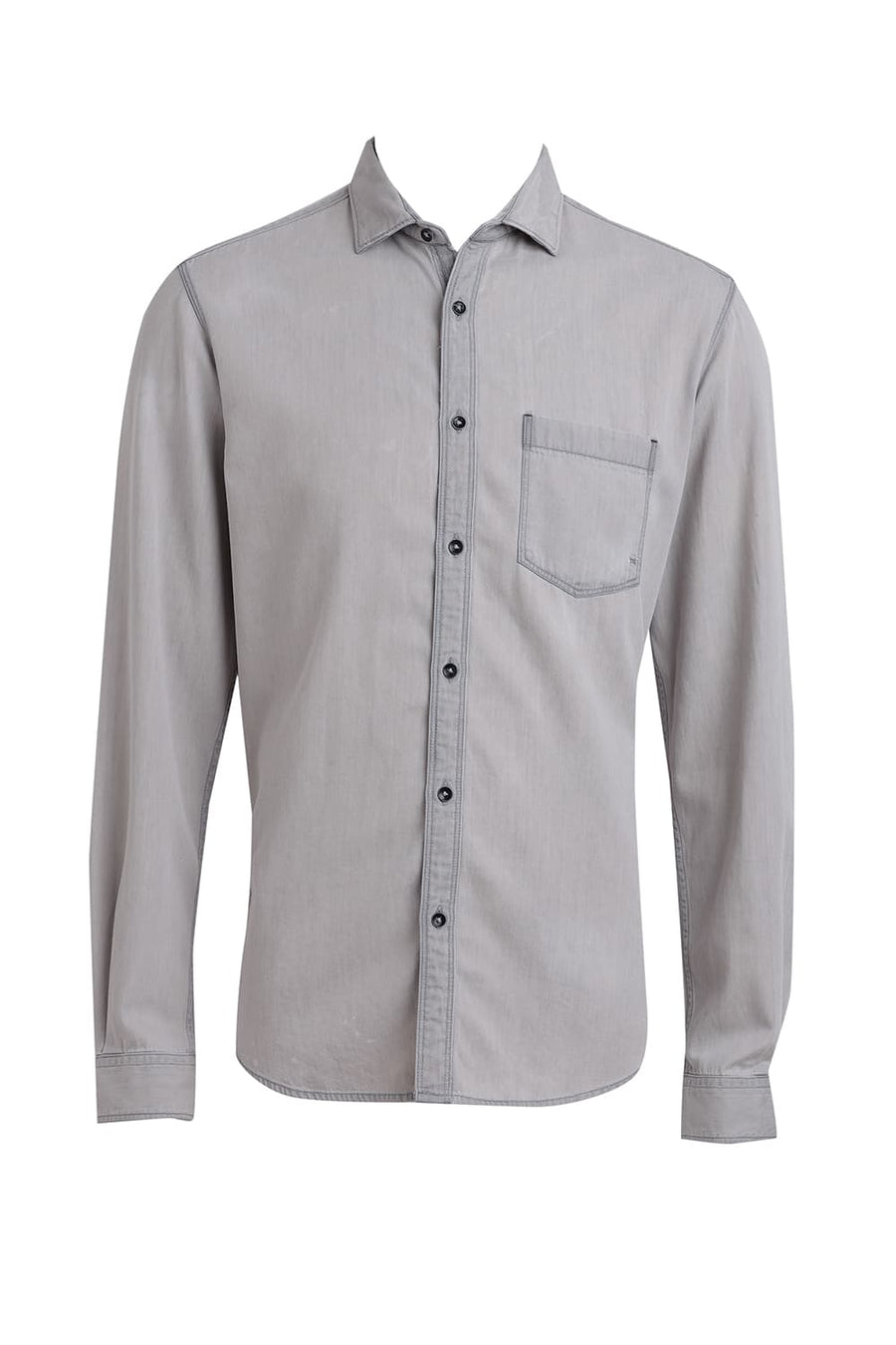 BASICS SLIM FIT BLACK ICE COTTON SULPHUR SHIRT