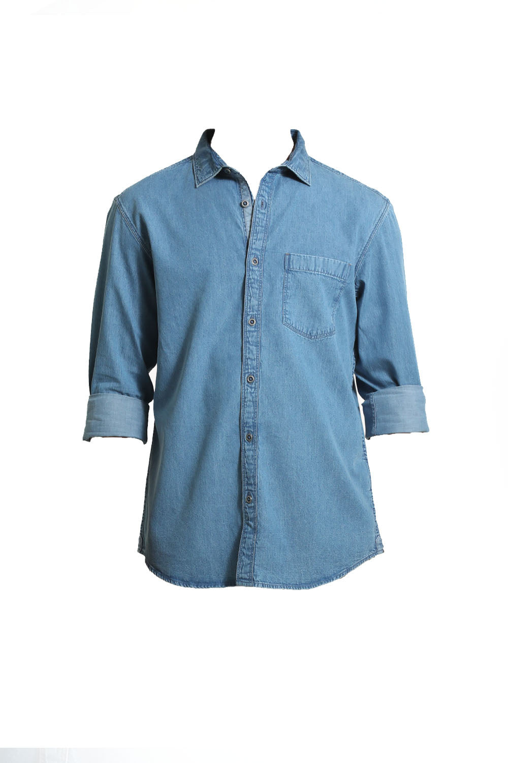 SLIM FIT COTTON INDIGO SHIRT