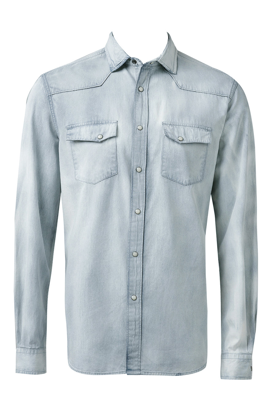 BASICS SLIM FIT ICE BLUE COTTON INDIGO SHIRT