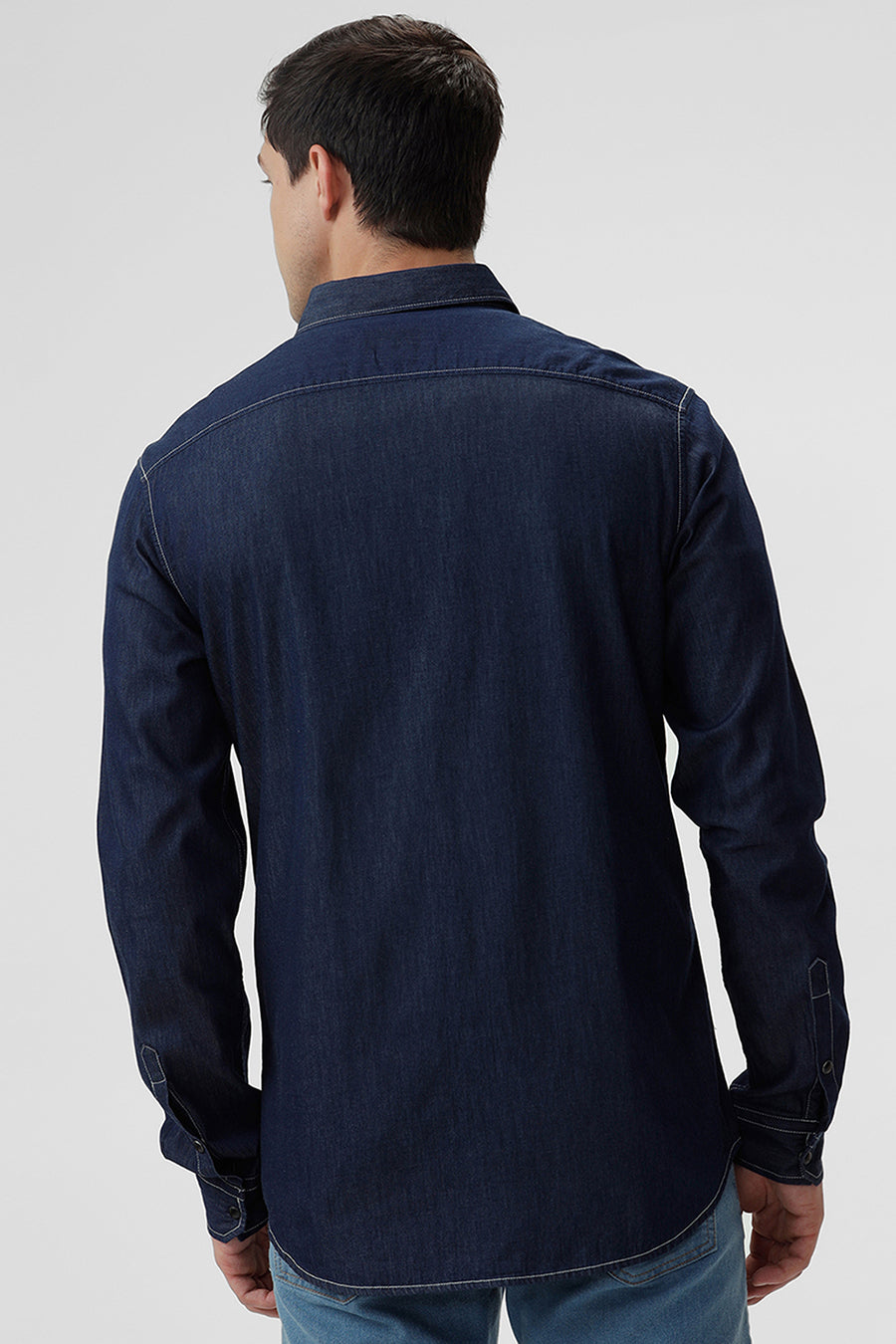 BASICS SLIM FIT INDIGO BLUE COTTON INDIGO SHIRT