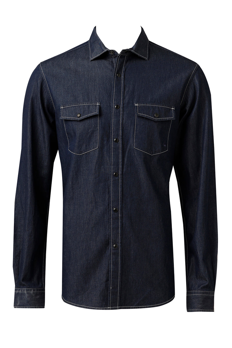 BASICS SLIM FIT INDIGO BLUE COTTON INDIGO SHIRT