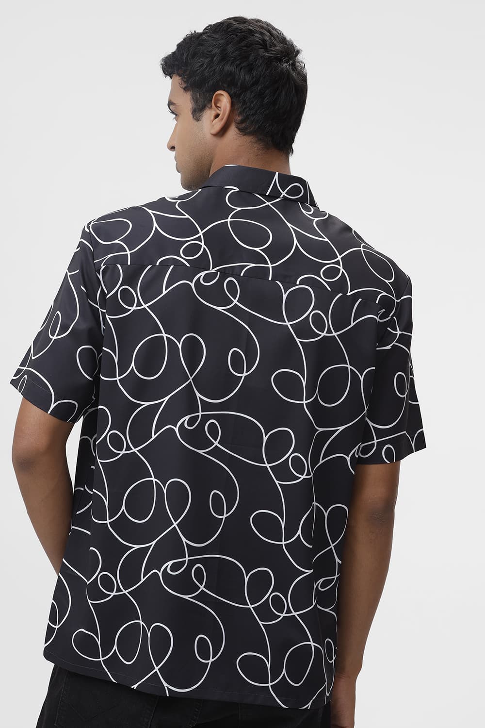 RELAXED FIT POLYESTER PRINTED HALFSLEEVES SHIRT