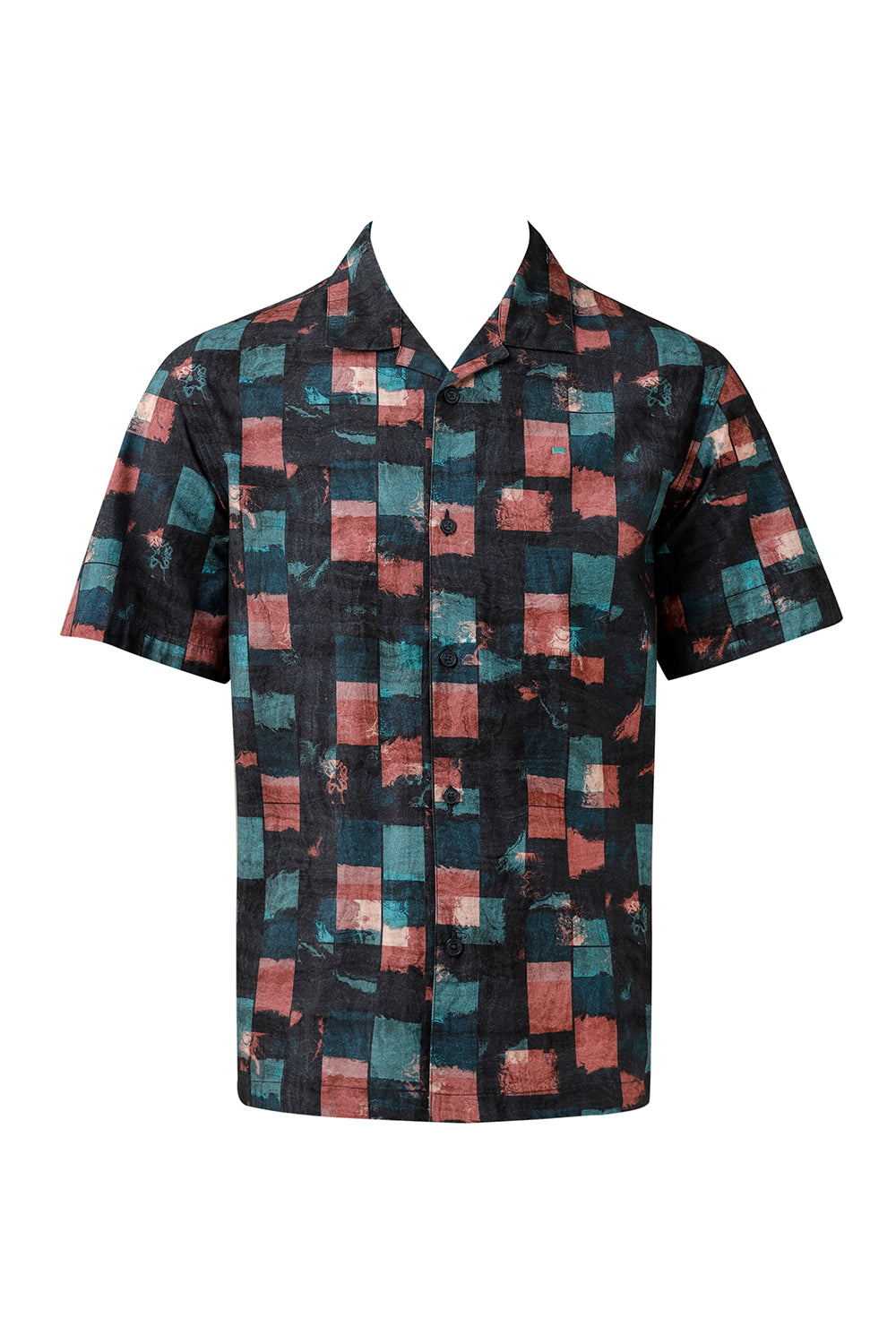 RELAXED FIT COTTON VISCOSE DIGITAL PRINTED HALFSLEEVES SHIRT