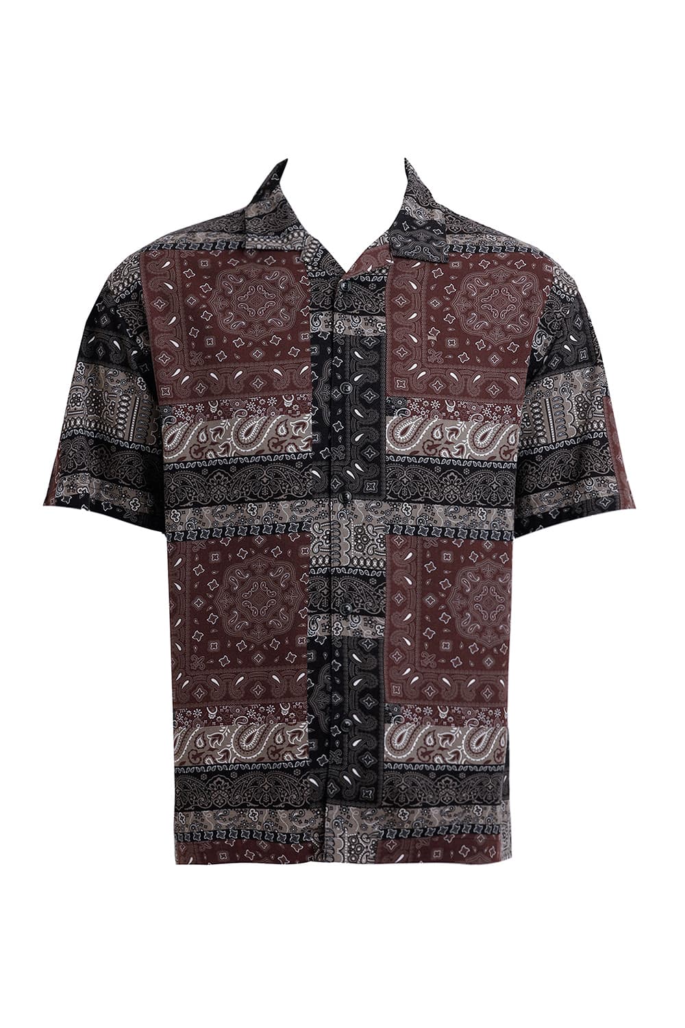 RELAXED FIT COTTON VISCOSE TWILL PRINTED HALFSLEEVES SHIRT