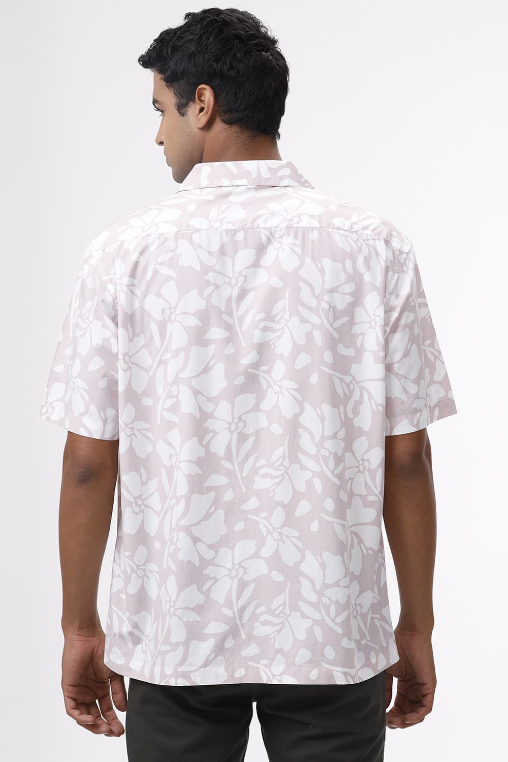 RELAXED FIT COTTON POPLIN PRINTED HALFSLEEVES SHIRT