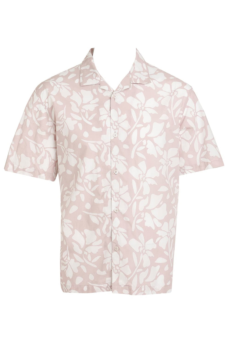 RELAXED FIT COTTON POPLIN PRINTED HALFSLEEVES SHIRT