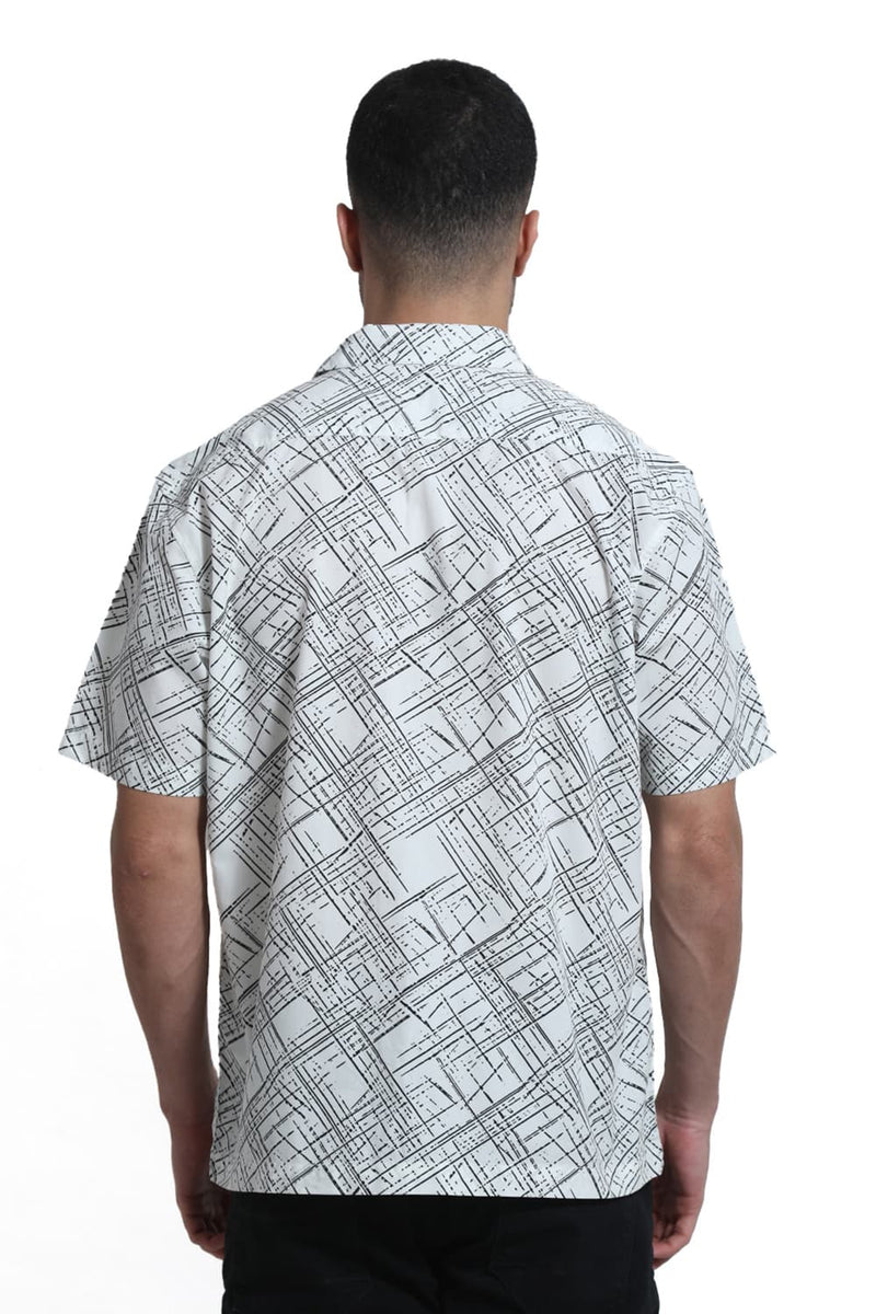 RELAXED FIT COTTON POPLIN PRINTED HALFSLEEVES SHIRT