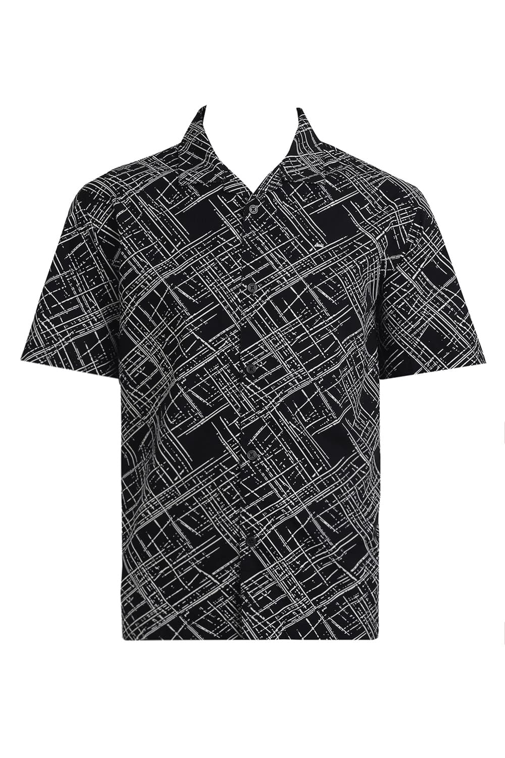 RELAXED FIT COTTON POPLIN PRINTED HALFSLEEVES SHIRT