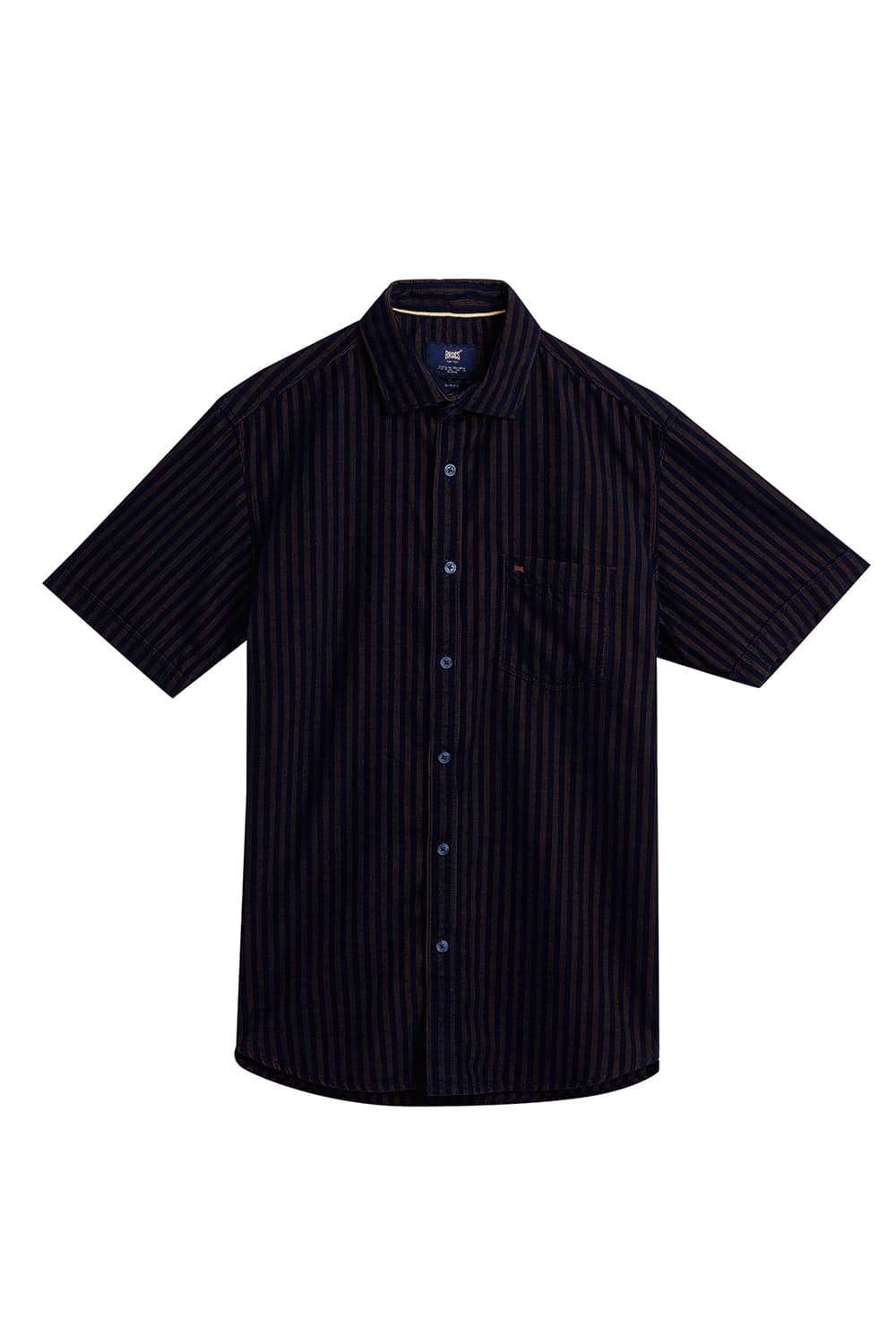 SLIM FIT COTTON CORDUROY STRIPE HALFSLEEVES SHIRT