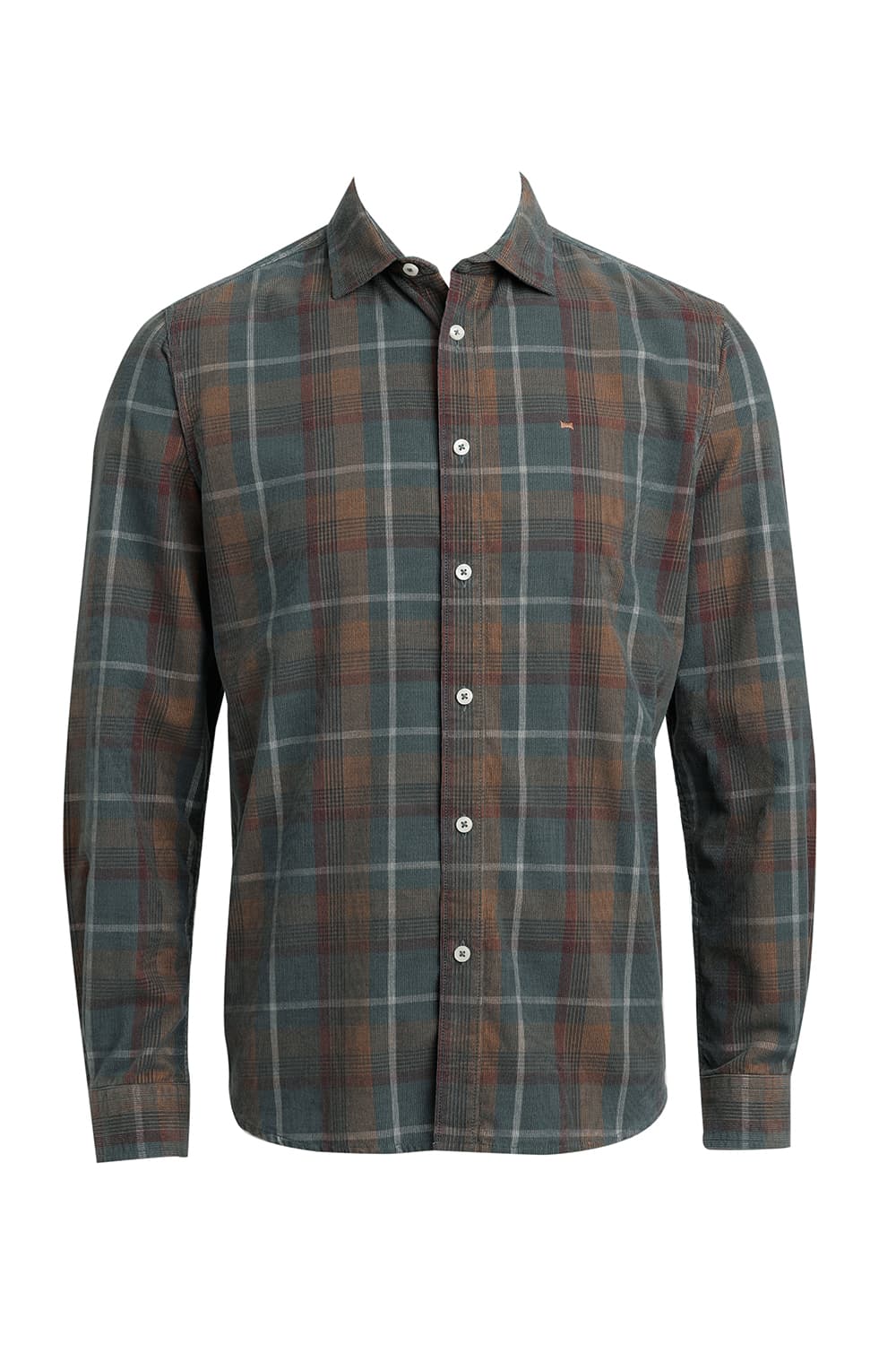 SLIM FIT COTTON CORDUROY CHECKS SHIRT