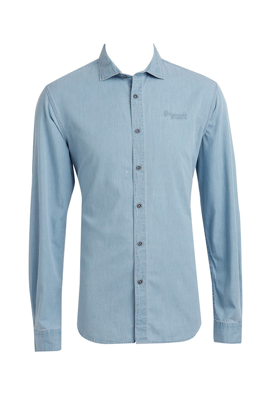 BASICS SLIM FIT DUSK BLUE COTTON INDIGO SHIRT