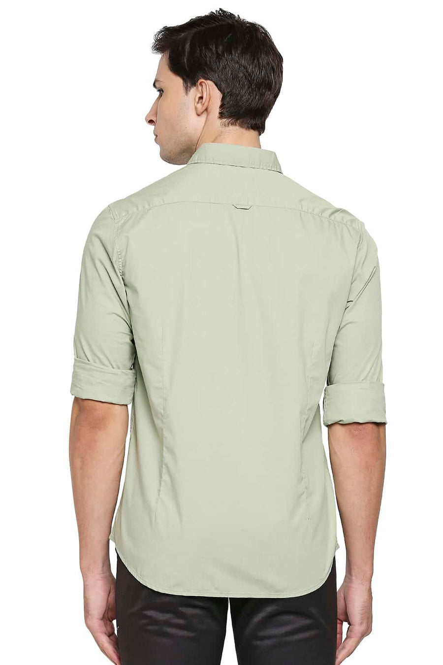 BASICS SLIM FIT RESEDA GREEN COTTON OXFORD SHIRT