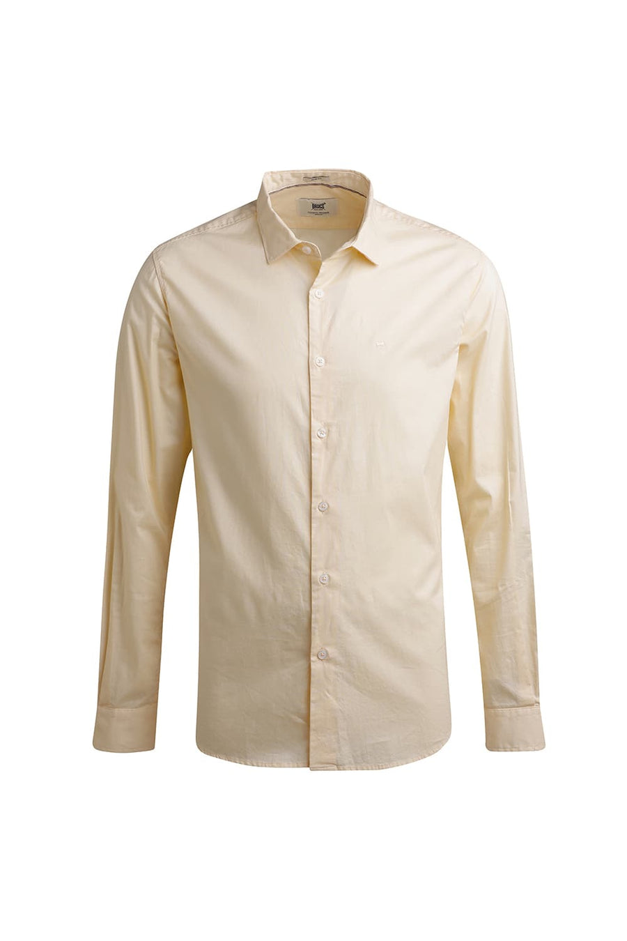 BASICS SLIM FIT PASTEL YELLOW COTTON OXFORD SHIRT