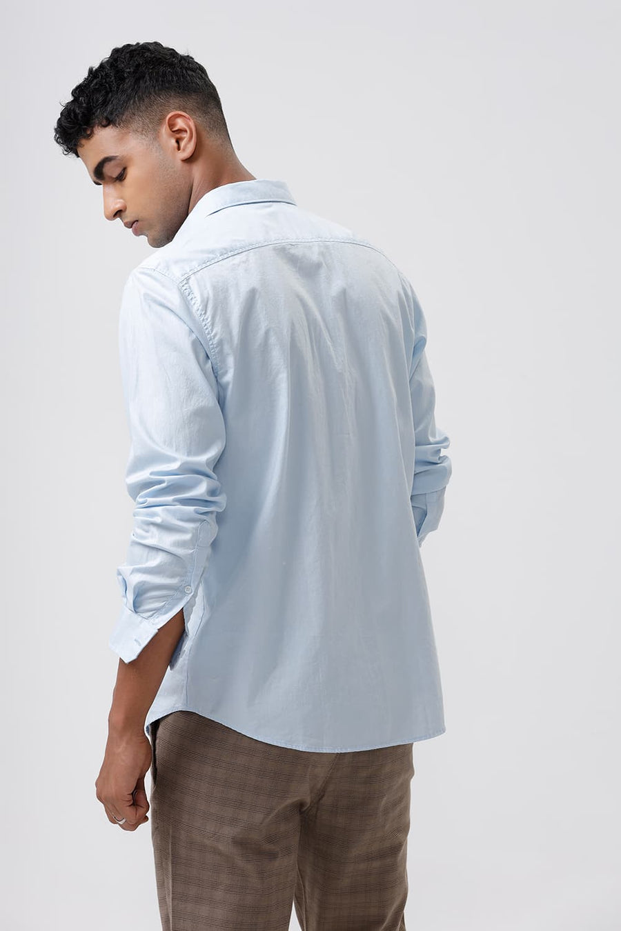 BASICS SLIM FIT SKYWAY BLUE COTTON OXFORD SHIRT