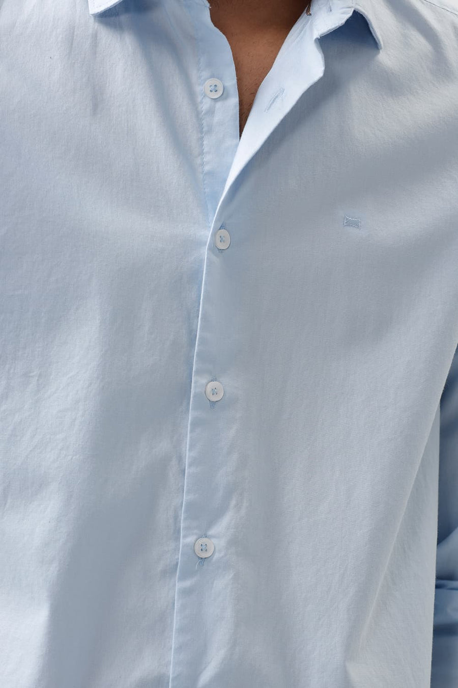 BASICS SLIM FIT SKYWAY BLUE COTTON OXFORD SHIRT