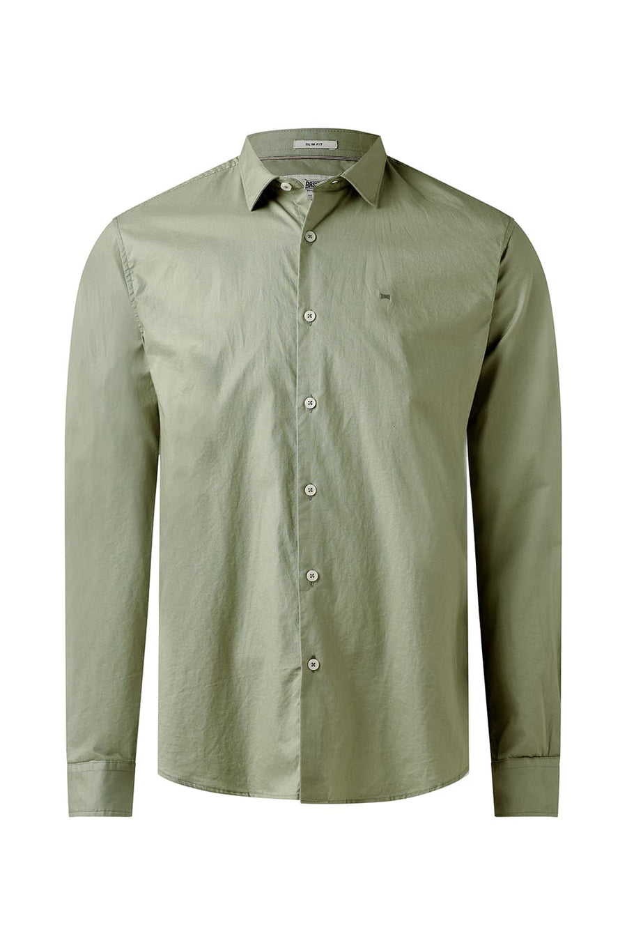 BASICS SLIM FIT SAGE GREEN COTTON OXFORD SHIRT