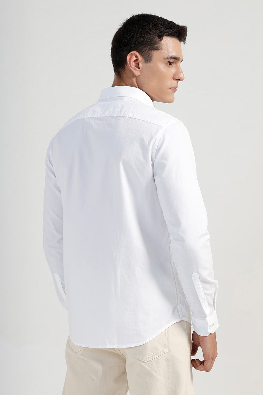 BASICS SLIM FIT BRILLIANT WHITE COTTON OXFORD SHIRT