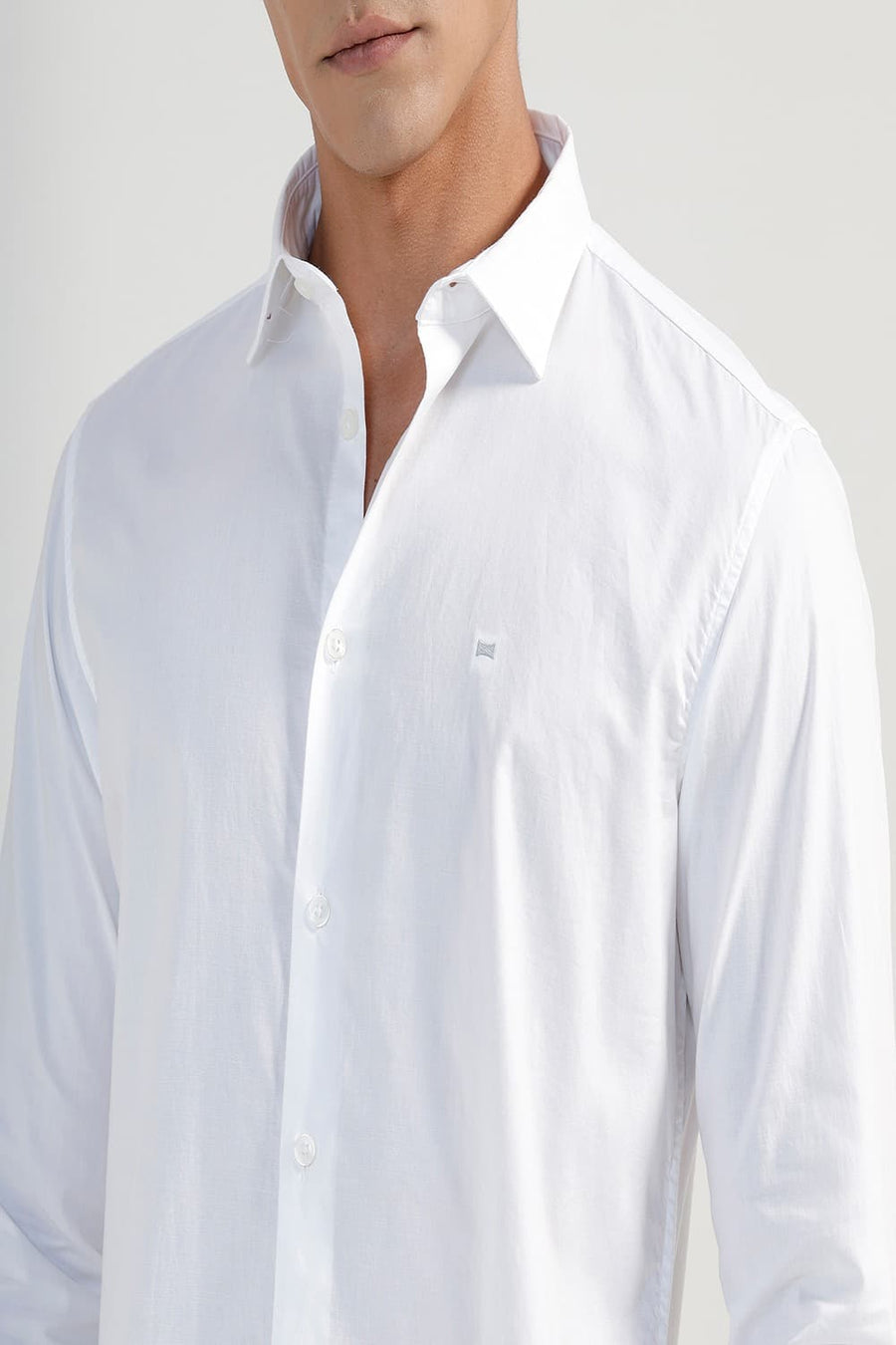 BASICS SLIM FIT BRILLIANT WHITE COTTON OXFORD SHIRT