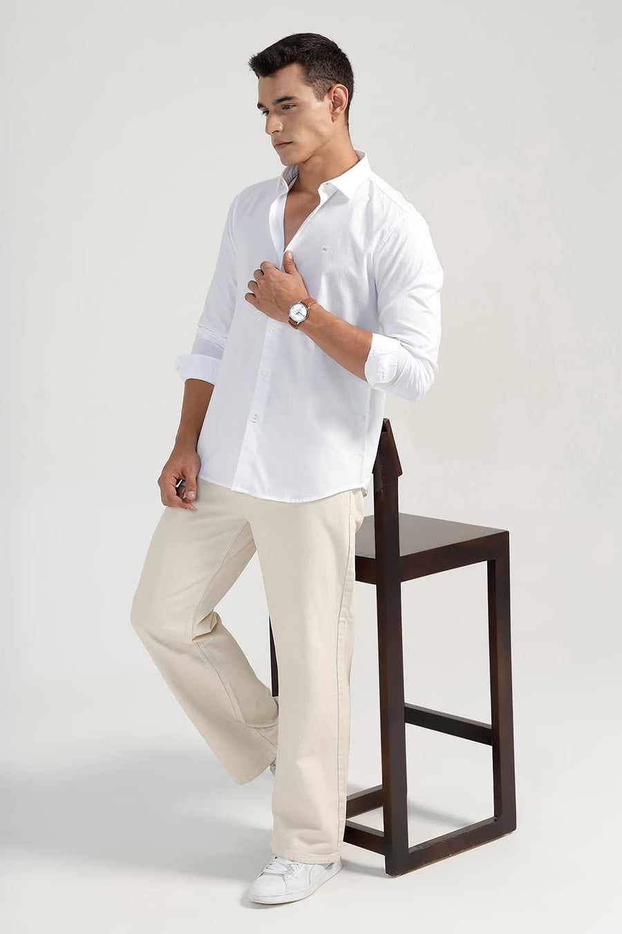 BASICS SLIM FIT BRILLIANT WHITE COTTON OXFORD SHIRT