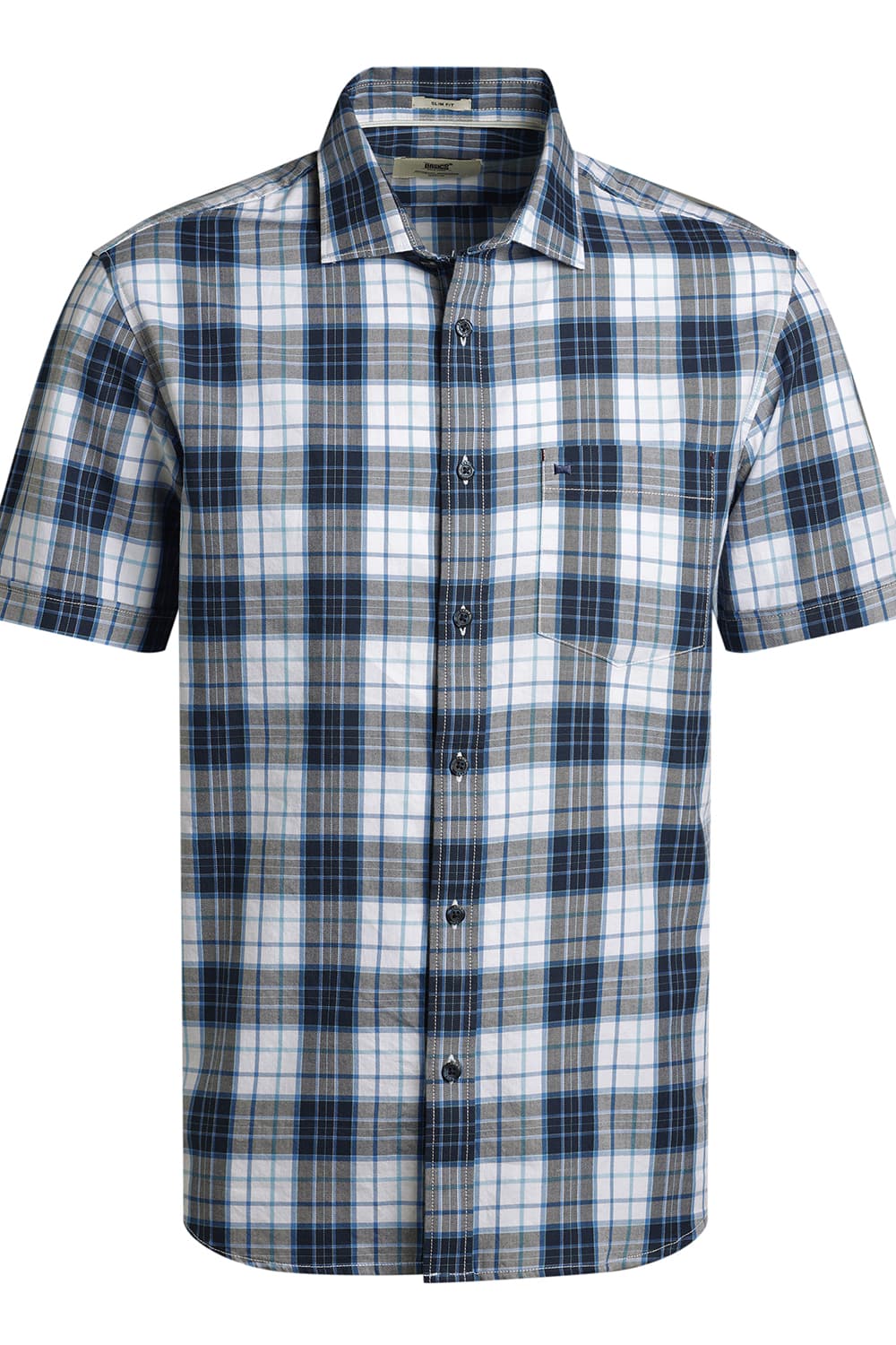 SLIM FIT TWILL CHECKS HALFSLEEVES SHIRT